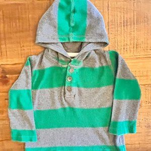 Boys Mini Boden Striped Waffle Hoodie Size 1.5-2